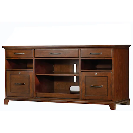 Computer Credenza with Dropfront Keyboard Drawer, Pullout Printer Storage and 2 Locking File Drawers